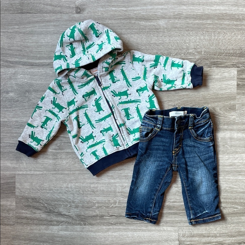 Gymboree Baby baby boys dinosaur jacket + denim jeans